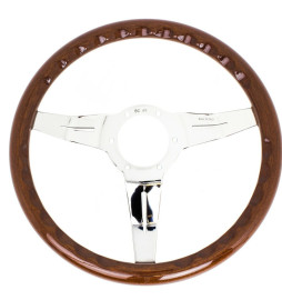 Nardi Deep Corn Steering Wheel, Wood, Chrome Spokes, 50 mm Dish, Ø33 cm