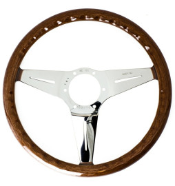 Nardi Deep Corn Steering Wheel, Wood, Chrome Spokes, 75 mm Dish, Ø35 cm