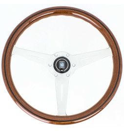Nardi Classic ND36 Steering Wheel, Wood, Black Inlay, Chrome Spokes, 40 mm Dish