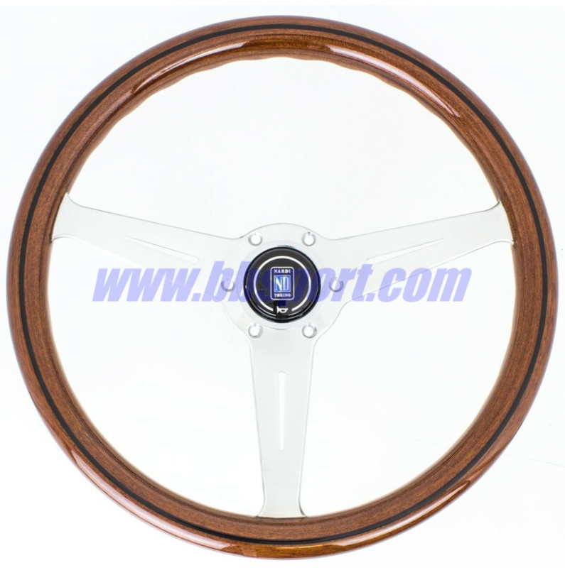 Nardi Classic ND36 Steering Wheel, Wood, Black Inlay, Chrome Spokes, 40 mm Dish