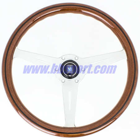 Nardi Classic ND36 Steering Wheel, Wood, Black Inlay, Chrome Spokes, 40 mm Dish