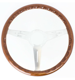 Nardi Classic ND36 Steering Wheel, Wood, Black Inlay, Chrome Spokes, 40 mm Dish