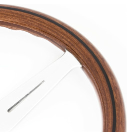 Nardi Classic ND36 Steering Wheel, Wood, Black Inlay, Chrome Spokes, 40 mm Dish