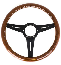 Nardi Deep Corn Steering Wheel, Wood, Black Spokes, 50 mm Dish, Ø33 cm