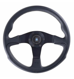 Nardi Challenge Steering Wheel, Black Leather, Black Spokes, Black Stitching, 45 mm Dish, Ø35 cm