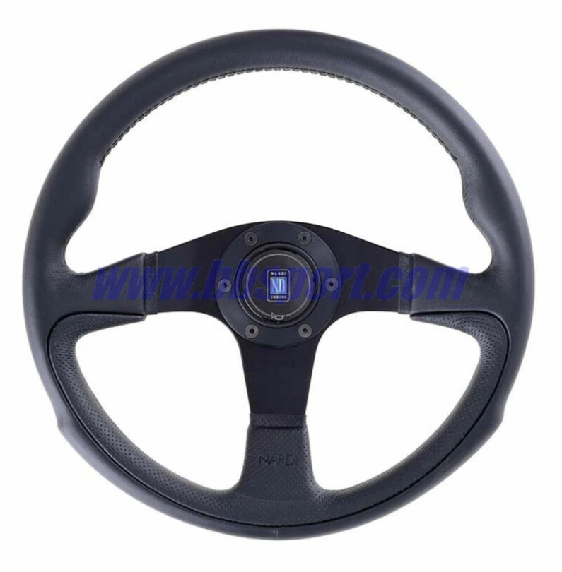Nardi Challenge Steering Wheel, Black Leather, Black Spokes, Black Stitching, 45 mm Dish, Ø35 cm Nardi Challenge Steering Wheel, Black Leather, Black Spokes, Black Stitching, 45 mm Dish, Ø35 cm