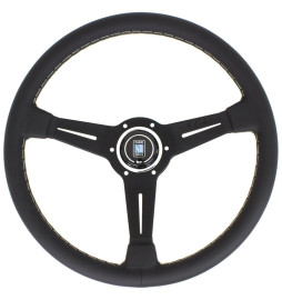 Nardi Classic ND36 Steering Wheel, Black Leather, Black Spokes, Grey Stitching, 40 mm Dish