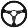Nardi Deep Corn Steering Wheel, Suede, Black Spokes, Red Stitching, 50 mm Dish, Ø33 cm