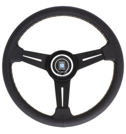 Nardi Classic ND33 Steering Wheel, Black Leather, Black Spokes, Grey Stitching, 40 mm Dish