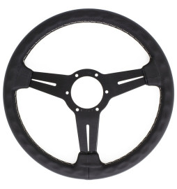 Nardi Classic ND33 Steering Wheel, Black Leather, Black Spokes, Grey Stitching, 40 mm Dish