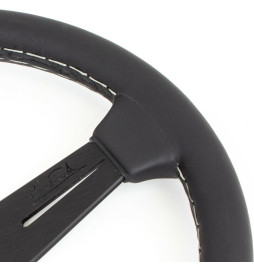 Nardi Classic ND33 Steering Wheel, Black Leather, Black Spokes, Grey Stitching, 40 mm Dish
