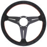 Nardi Deep Corn Steering Wheel, Suede, Black Spokes, Red Stitching, 75 mm Dish, Ø35 cm