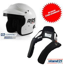 copy of FIA FULL BEGINNER RRS Black pilot clothing pack overalls + boots + gloves + underwear + helmet + HANS RSS equipamiento -