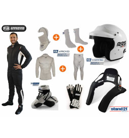 Pack indumentaria piloto Completo FIA RRS FULL DRIVER mono, ropa, casco y HANS RSS equipamiento - 1