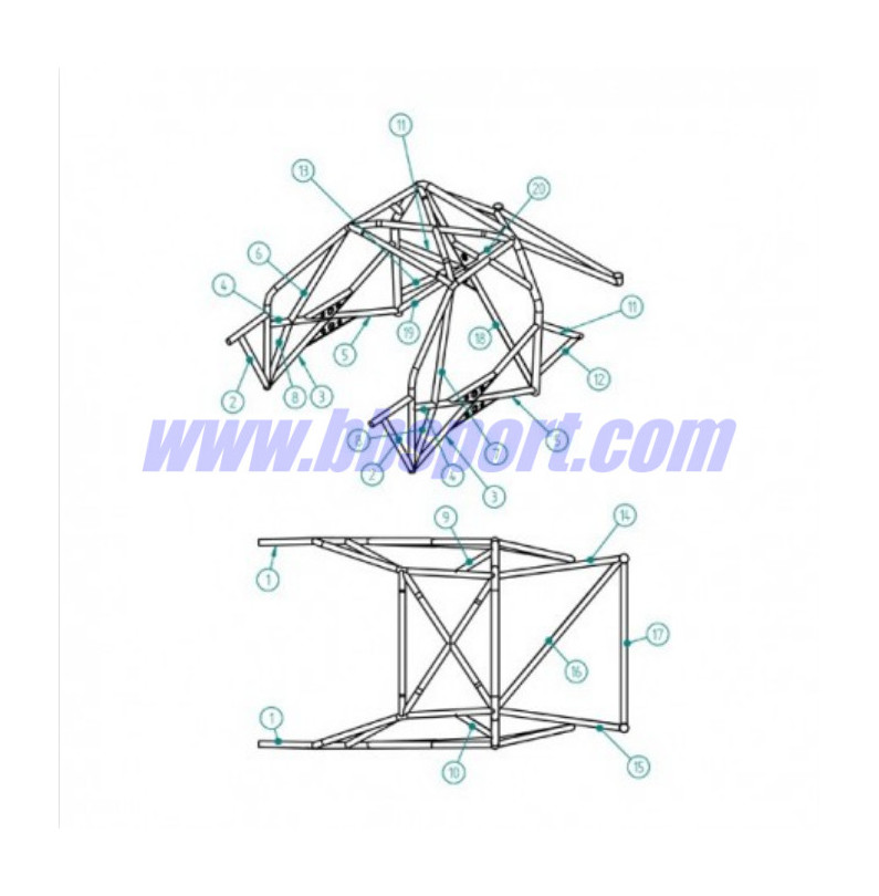 Sparco Multipoint Weld-In Roll Cage for Renault Clio 2 (00-05) Sparco Multipoint Weld-In Roll Cage for Renault Clio 2 (00-05)