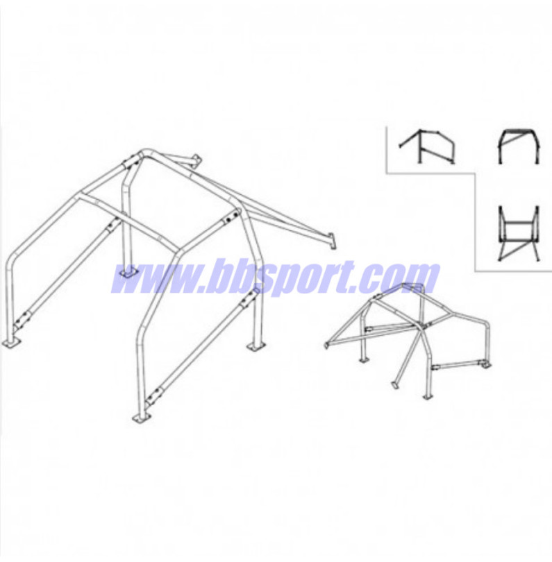 Sparco 6-Point Bolt-In Roll Cage for Peugeot 206 - FIA Sparco 6-Point Bolt-In Roll Cage for Peugeot 206 - FIA