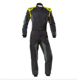 Mono automovilismo ignífugo OMP HYBRID negro/amarillo