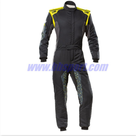 Mono automovilismo ignífugo OMP HYBRID negro/amarillo