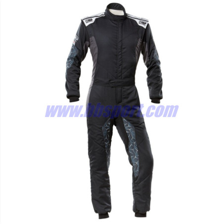 Mono automovilismo ignífugo OMP HYBRID negro/plata