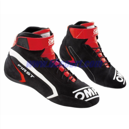BOTINES OMP FIRST RACE my2021 FIA8856-2018 negro/rojo