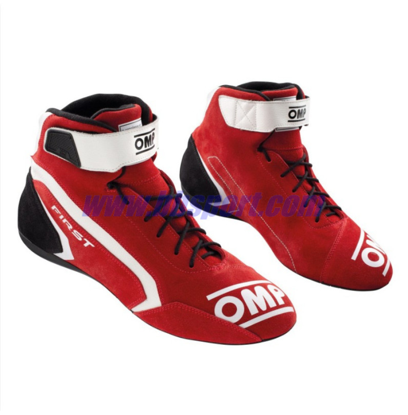 BOTINES OMP FIRST RACE my2021 FIA8856-2018 rojo/blanco