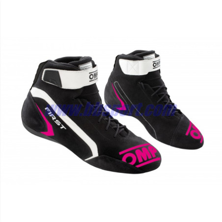 BOTINES OMP FIRST RACE my2021 FIA8856-2018 negro/fucsia
