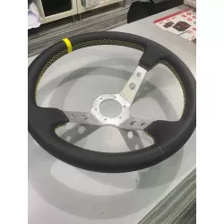 OFERTA OUTLET Volante RRS piel  350 mm símil piel sintética radios plata