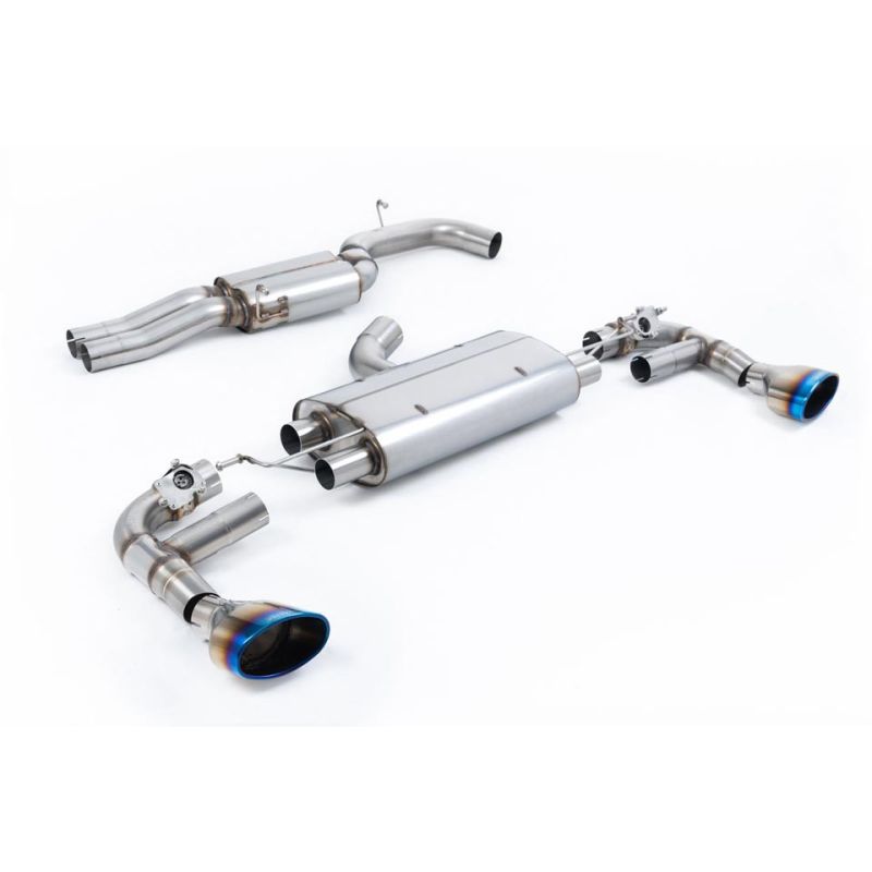 Escape cat-back resonado homologado ECE Milltek Sport Audi TTRS Mk3 Quattro (19-), colas de titanio quemado