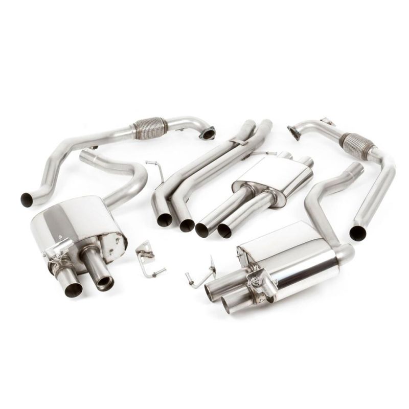 Escape cat-back resonado homologado ECE Milltek Sport Audi S5 B9 (con diferencial deportivo) (17-), 4 colas GT-100 pulidas