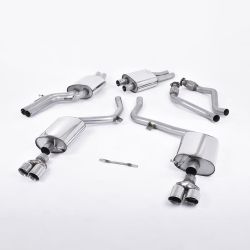 Escape cat-back resonado homologado ECE Milltek Sport Audi S4 V6/S5 3.0 B8 Sportback (09-12), 4 colas pulidas