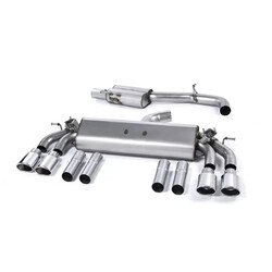 Escape cat-back resonado homologado ECE Milltek Sport Audi S3 8V Sportback (sin GPF) (13-18), 4 colas ovaladas pulidas