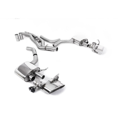 Silencioso delantero sistema trasero no resonado (con aprobación EC) Milltek Sport – Audi RS6, RS7 C8 V8 Bi-Turbo (Con OPF)