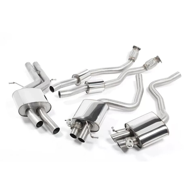 Escape cat-back resonado homologado ECE Milltek Sport Audi RS5 B8 Coupé (10-15), con las colas de serie