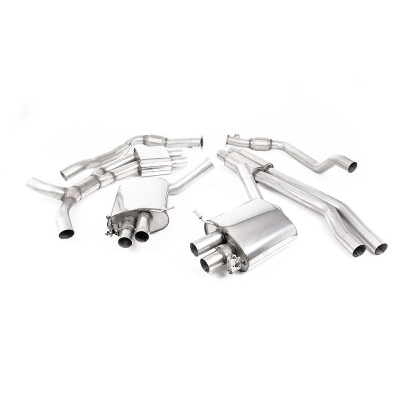 Escape cat-back resonado homologado ECE Milltek Sport Audi RS4 B9 Avant (19-), colas ovaladas pulidas