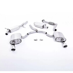Escape cat-back resonado homologado ECE Milltek Sport Audi A4 2.0 B9 Quattro (16-), 2 colas GT-100 pulidas