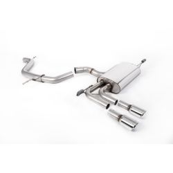 Escape cat-back no resonado homologado ECE Milltek Sport Audi A3 2.0T FSI (03-12), colas GT-80 pulidas