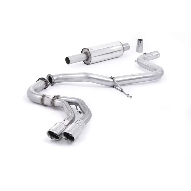 Escape cat-back resonado homologado ECE Milltek Sport Audi A3 2.0 TDI MQB (13-20), colas pulidas