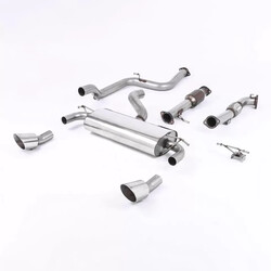 Escape turbo-back resonado con catalizador deportivo homologado ECE Milltek Sport Ford Focus Mk2 RS (09-10), 2 colas