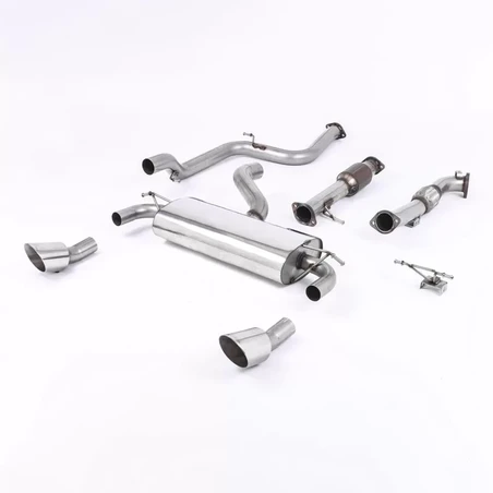 Escape turbo-back resonado con catalizador deportivo homologado ECE Milltek Sport Ford Focus Mk2 RS (09-10), 2 colas