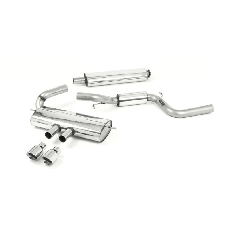Escape cat-back resonado homologado ECE Milltek Sport Ford Focus Mk3 ST 5 puertas Hatchback (12-18), colas pulidas
