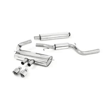 Escape cat-back resonado homologado ECE Milltek Sport Ford Focus Mk3 ST 5 puertas Hatchback (12-18), colas pulidas
