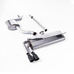 Escape cat-back resonado homologado ECE Milltek Sport VW Golf Mk7.5 1.5TSI Evo GT & R-Line (17-21), 2 colas negras (Cerakote)