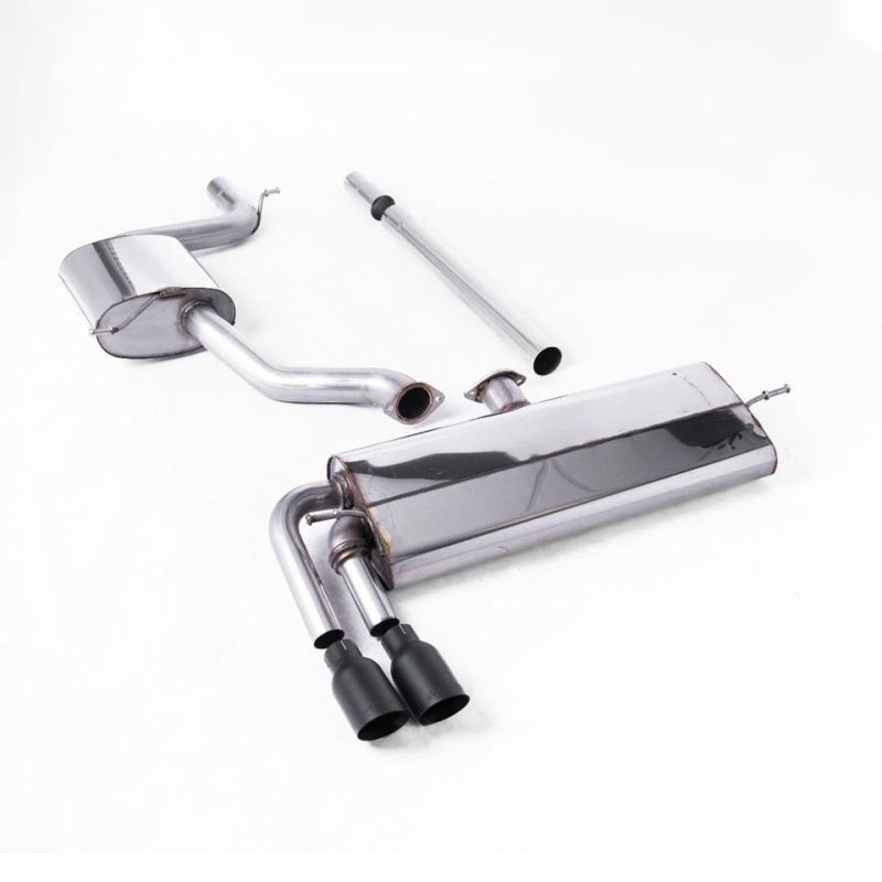 Escape cat-back resonado homologado ECE Milltek Sport VW Golf Mk7.5 1.5TSI Evo GT & R-Line (17-21), 2 colas negras (Cerakote)