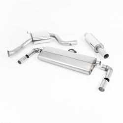 Escape cat-back resonado homologado ECE Milltek VW Golf Mk7.5 GTI (sin Performance Pack, sin GPF) (17-18), colas GT-100 pulidas