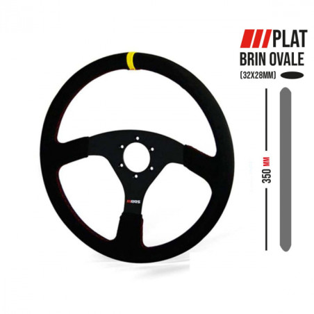Volante RRS Veloce piel girada 3 radios diámetro 350 mm plano