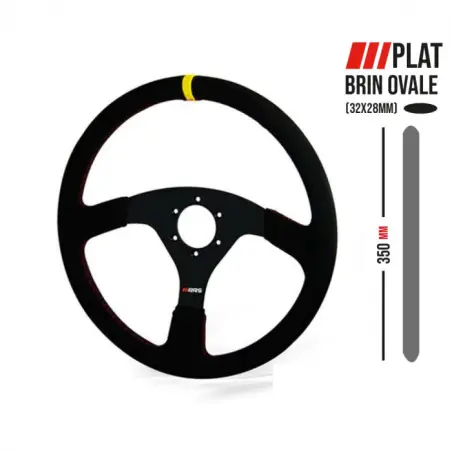 Volante RRS Veloce piel girada 3 radios diámetro 350 mm plano