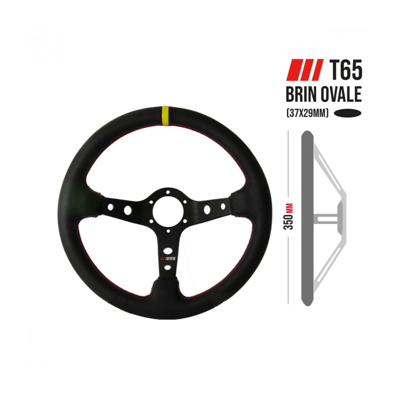 Volante RRS Montecarlo Black piel girada T65 3 radios diámetro 350 mm x 65 mm Volante RRS Montecarlo Black piel girada T65 3 radios diámetro 350 mm x 65 mm