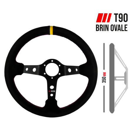 Volante RRS Rallye piel girada 3 radios diámetro 350 mm x 90 mm
