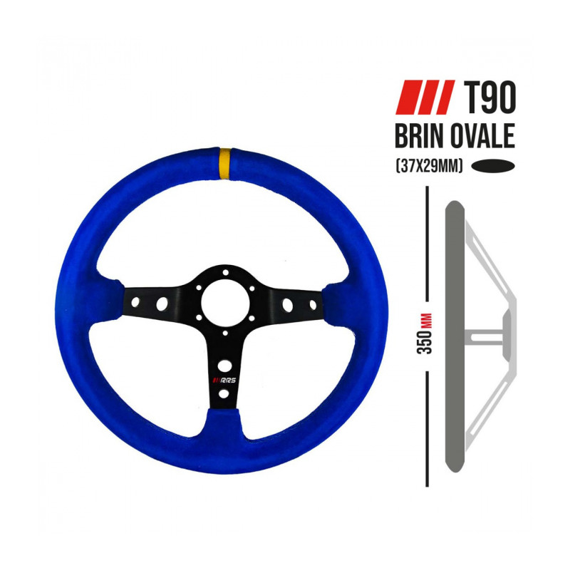 Volante RRS Corsa blue piel girada 3 radios diámetro 350 mm x 90 mm Volante RRS Corsa blue piel girada 3 radios diámetro 350 mm x 90 mm