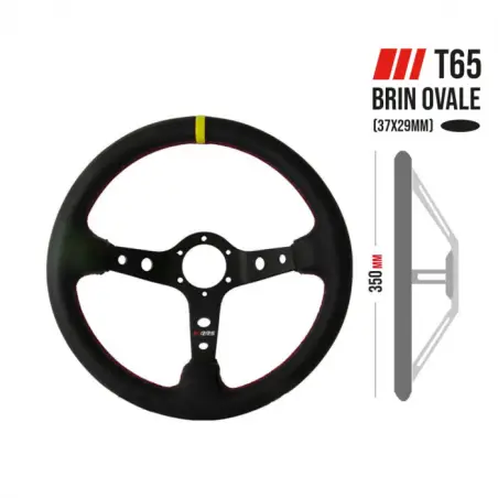 Volante RRS Imitation Leather de 3 radios color negro medida 350 x 65 mm